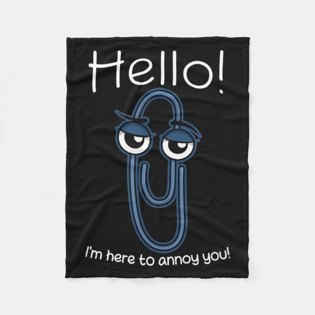 Clippy Paper Clip Funny Meme Page Note Sarcastic  Fleecedecke (Vorderseite)