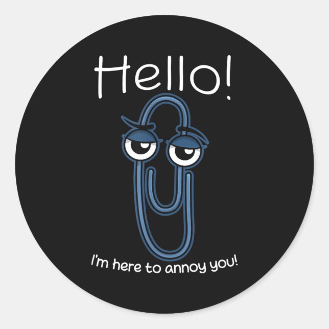 Clippy Paper Clip Funny Meme Page Note Sarcastic  Runder Aufkleber (Vorderseite)