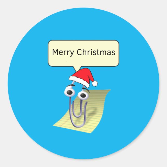 Clippy wünscht Ihnen frohe Weihnachten Runder Aufkleber (Vorderseite)