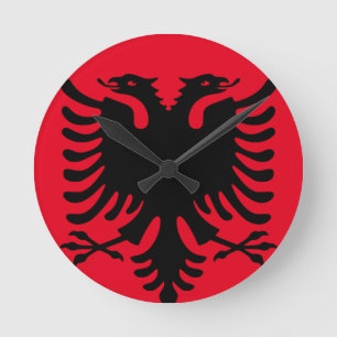 Clock Albanian Double Headed Eagle Red and black Runde Wanduhr