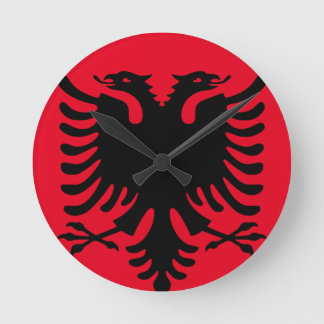 Clock Albanian Double Headed Eagle Red and black Runde Wanduhr