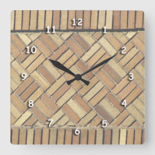 Clock - Brick Pattern Quadratische Wanduhr