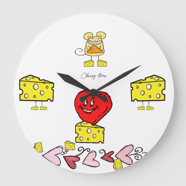 Clock Cheesy Time Cheese Große Wanduhr (Vorderseite)