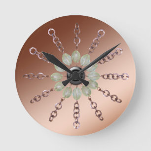 Clock - Copper chain and beads Runde Wanduhr
