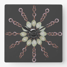 Clock - Copper chain and Glass beads