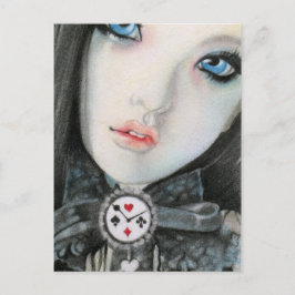 Clock Doll face fantasyPostcard Postkarte