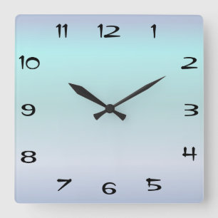 Clock Face Template Tannarin Font Square Blue Quadratische Wanduhr