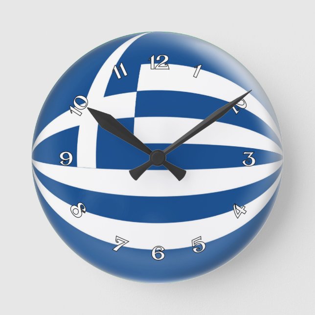 Clock Greece Greek flag Bubble Design Runde Wanduhr (Vorderseite)