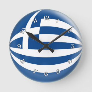 Clock Greece Greek flag Bubble Design Runde Wanduhr