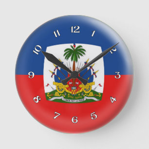Clock Haiti Haitian flag Bubble Design Runde Wanduhr