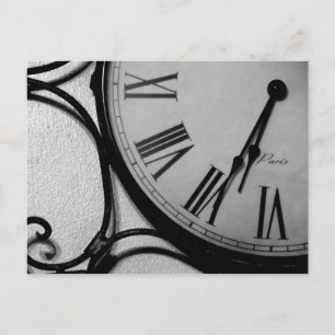 CLOCK IN BLACK & WHITE POSTKARTE