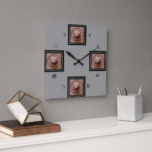 Clock - Lion Head Door Knocker Quadratische Wanduhr