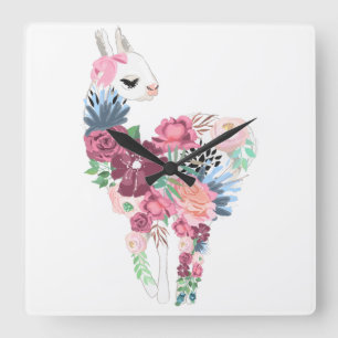 Clock Llama Quadratische Wanduhr