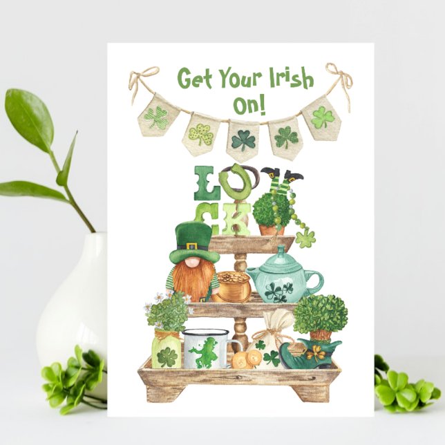 Clock Luck Leprechaun Irish St Patricks Day Card Ankündigung (Von Creator hochgeladen)