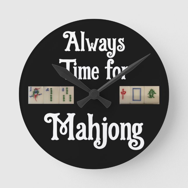 Clock-Mahjong-Fliesen Runde Wanduhr (Vorderseite)