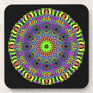 Clock Mandala - Neon 1 Getränkeuntersetzer