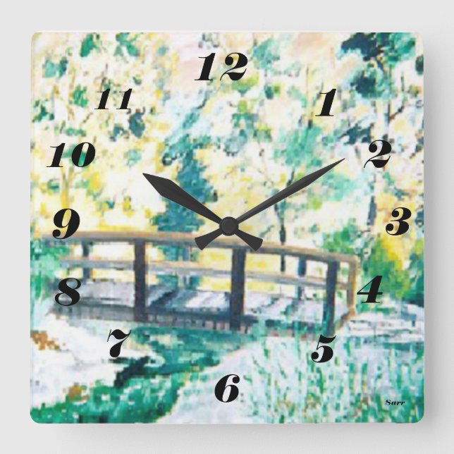 Clock Morning Dew /Sarr Quadratische Wanduhr (Vorderseite)