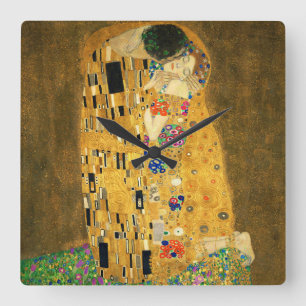 Clock of “The Kiss”,No.03 Quadratische Wanduhr