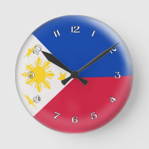 Clock Philippinen Philippino flag Bubble Design Runde Wanduhr