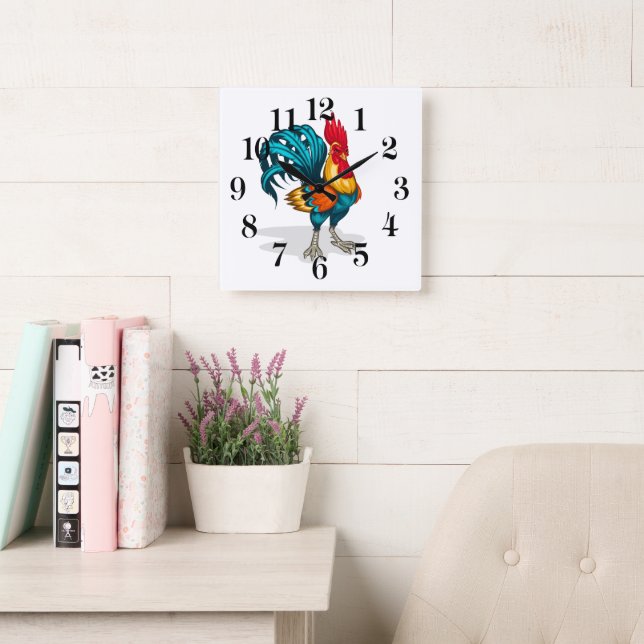 Clock-Rooster Quadratische Wanduhr (Lesesaal)