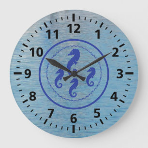 Clock - Seahorses and Water Große Wanduhr