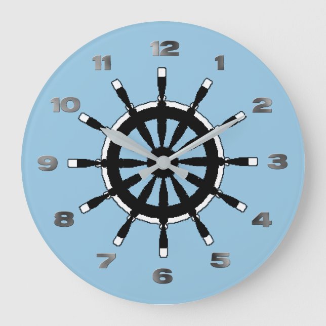 Clock - Ship Helm Große Wanduhr (Vorderseite)