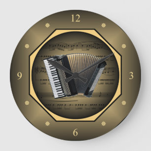 Clock-tagon ~ Accordion ~ Sheet Music ~ Tuscan ~ Große Wanduhr