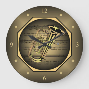 Clock-Tagon ~ Tuba ~ Sheet Music ~  Große Wanduhr