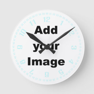 Clock template- Numbers & seconds pastel Add Image Runde Wanduhr
