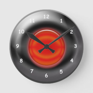 Clock - Tire and red hub cap Runde Wanduhr