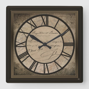 CLOCK - VINTAGES ALTES WELTDESIGN - QUADRATISCHE WANDUHR