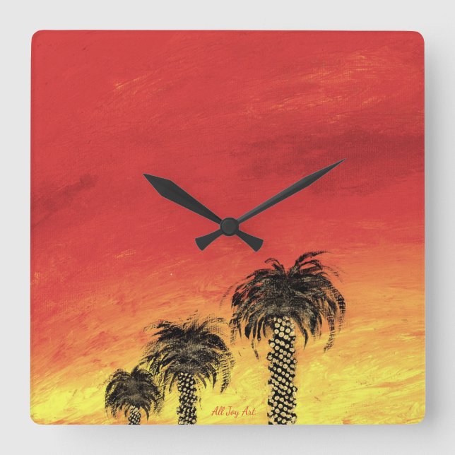 Clock "Wüstenfeier durch alle Freuden Kunst Quadratische Wanduhr (Vorderseite)