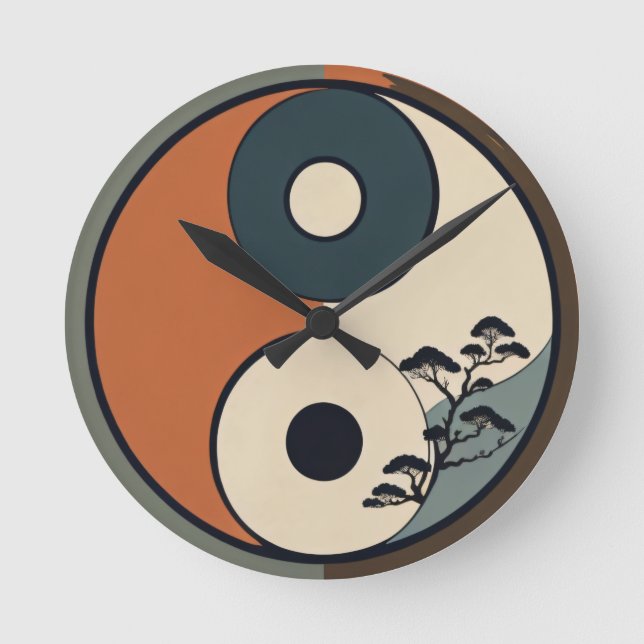 Clock Yin Yang Design Runde Wanduhr (Vorderseite)