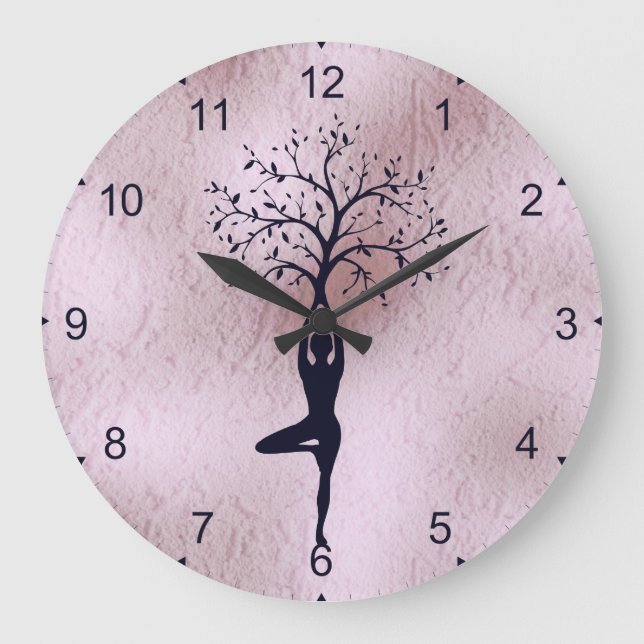 CLOCK - YOGA LADY SILHOUETTE BAUM GROßE WANDUHR (Vorderseite)