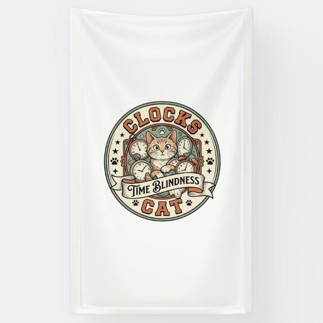 Clocks Time Blindness Cat Clocks Time Blindness Ca Banner (Vertikal)