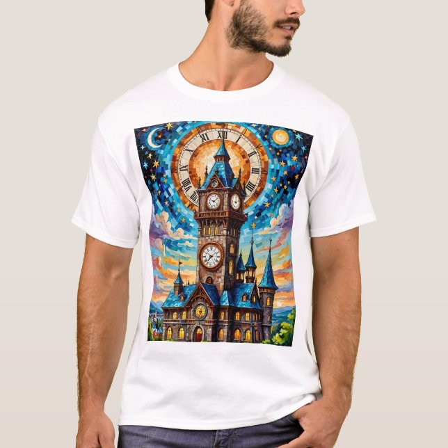 Clocktower T - Shirt Celestial Vintag Fantasy (Vorderseite)