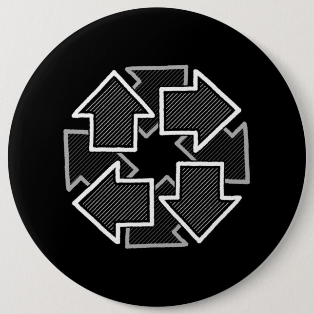 Clockwise Arrows Minimal Geometric Black Variant 2 Button (Vorderseite)