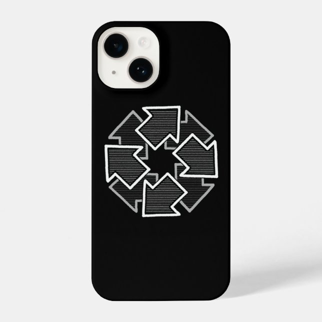 Clockwise Arrows Minimal Geometric Black Variant 2 iPhone Hülle (Rückseite)
