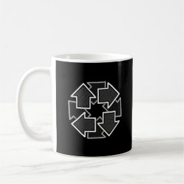 Clockwise Arrows Minimal Geometric Black Variant 2 Kaffeetasse