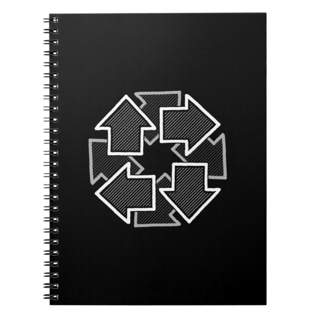 Clockwise Arrows Minimal Geometric Black Variant 2 Notizblock (Vorderseite)