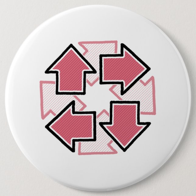 Clockwise Arrows Minimal Geometric Red Button (Vorderseite)
