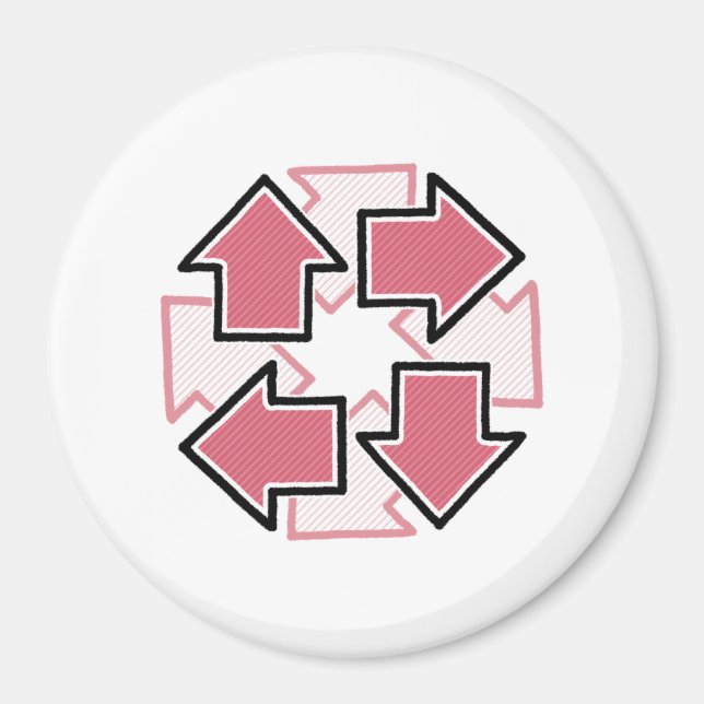 Clockwise Arrows Minimal Geometric Red Magnet (Vorne)