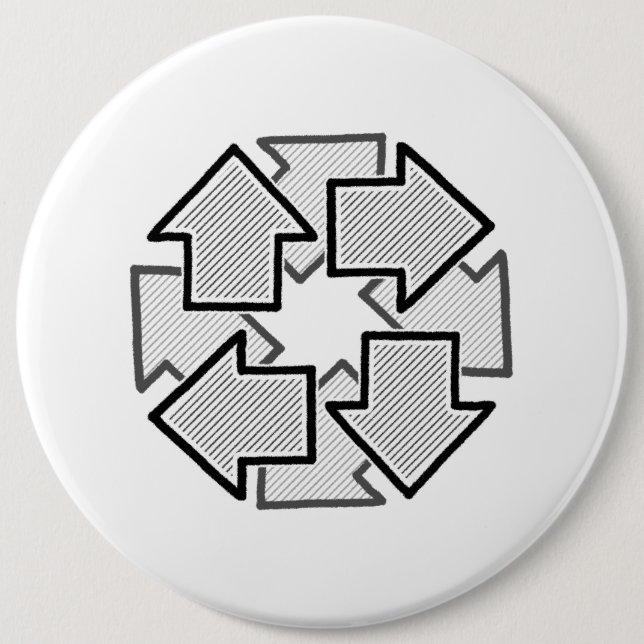 Clockwise Arrows Minimal Geometric White Variant 1 Button (Vorderseite)
