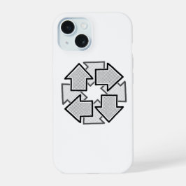 Clockwise Arrows Minimal Geometric White Variant 1 iPhone 15 Hülle