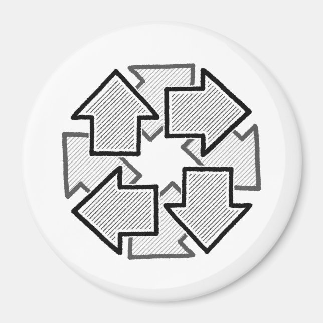 Clockwise Arrows Minimal Geometric White Variant 1 Magnet (Vorne)