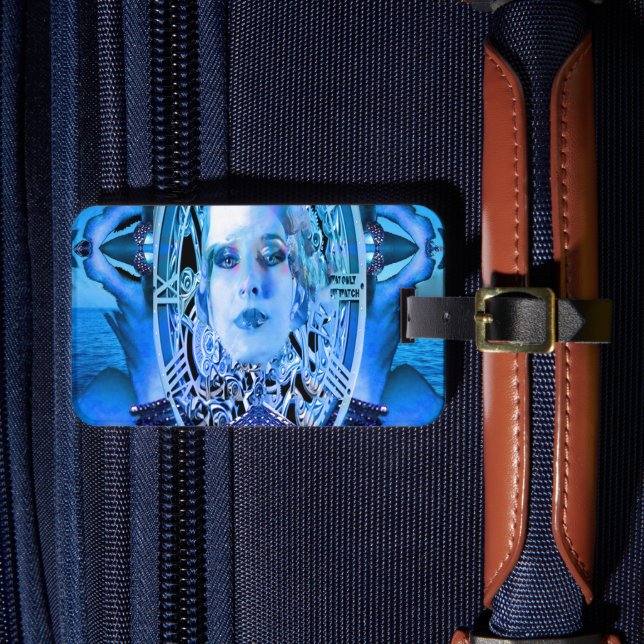 Clockwork Blue Luggage Tag Gepäckanhänger (Vorderseite Insitu 4)