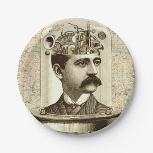Clockwork Brain STEAMPUNK Vintag Pappteller