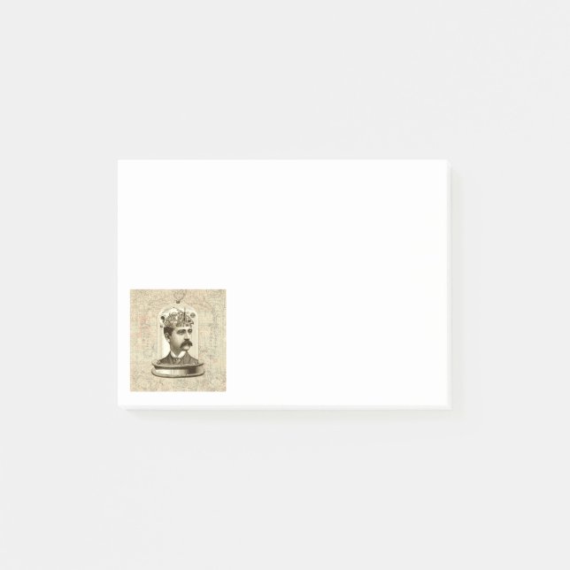Clockwork Brain STEAMPUNK Vintag Post-it Klebezettel (Vorderseite)