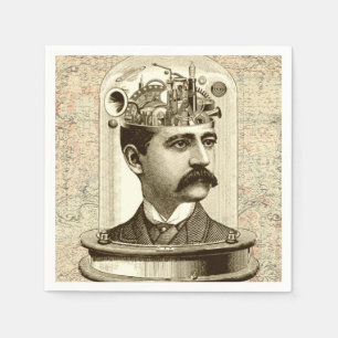Clockwork Brain STEAMPUNK Vintag Serviette