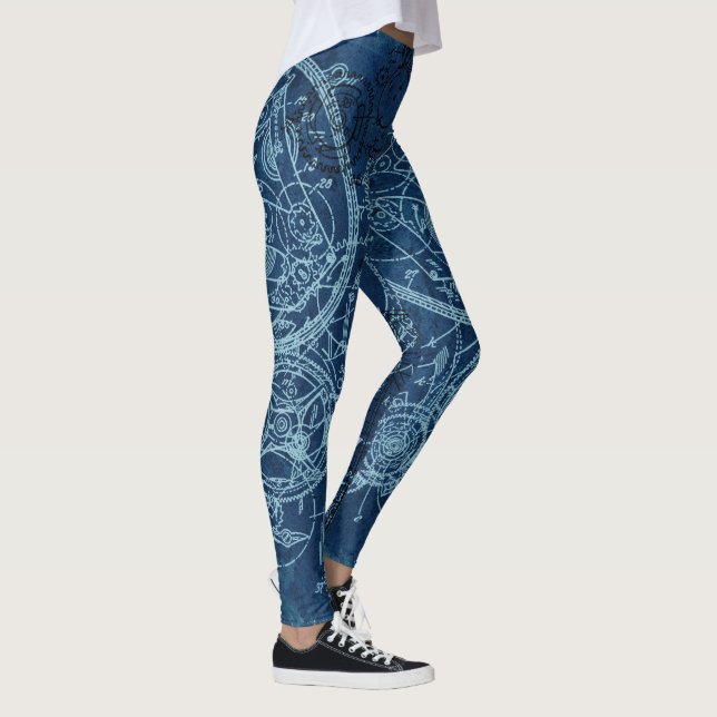 Clockwork Collage Blue Leggings (Rechts)